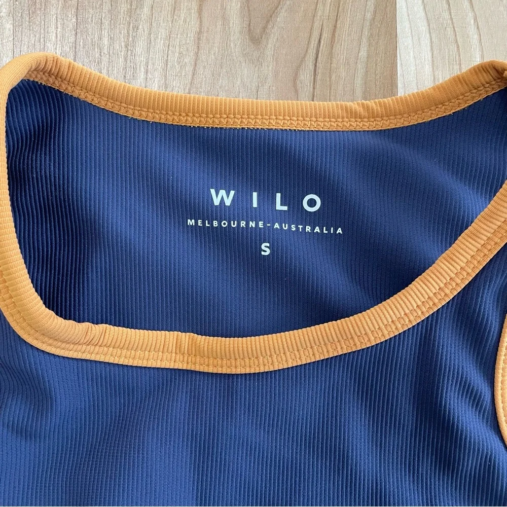 Wilo The Contrast Racer Bra Ribbed Navy Mustard Multi Color Size Small